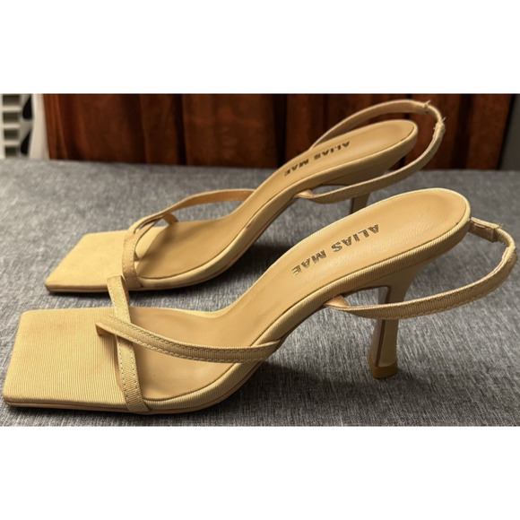 Alias Mae Fleur Sandals Heels Natural Sling back Square Toe Eu 35 Us 4 - Picture 3 of 7